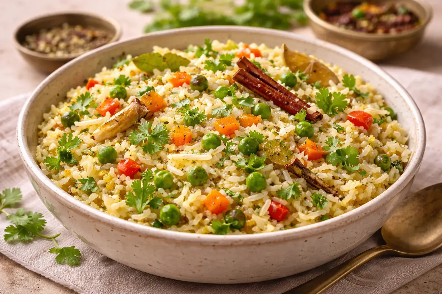 Vegetable Pulao With Cilantro